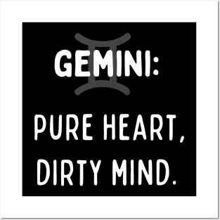 Gemini Zodiac signs quote - Pure heart, dirty mind Posters and Art